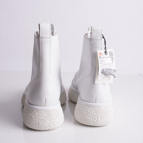 Zara Womens White Leather Chunky Ankle Boots EU 37 US 6.5 Combat 1116/810 NWT - Picture 5 of 7